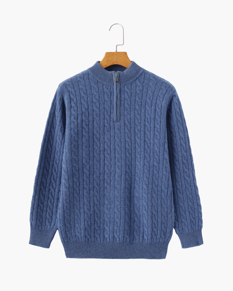 Pull demi-zip 100 % cachemire