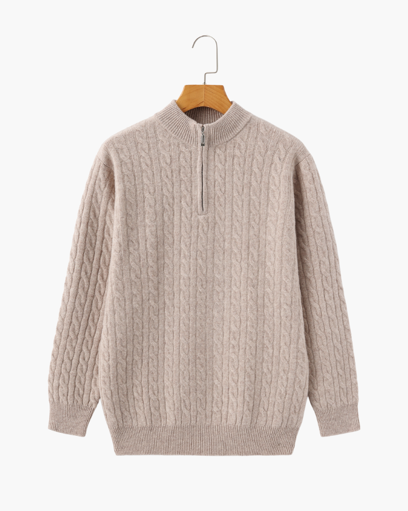 Pull demi-zip 100 % cachemire