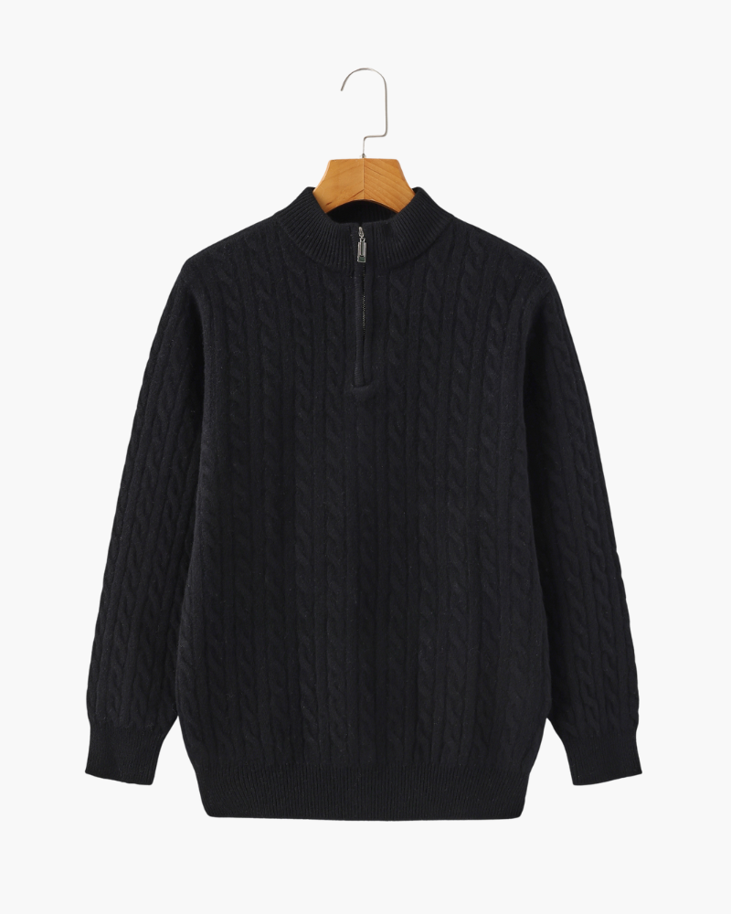 Pull demi-zip 100 % cachemire