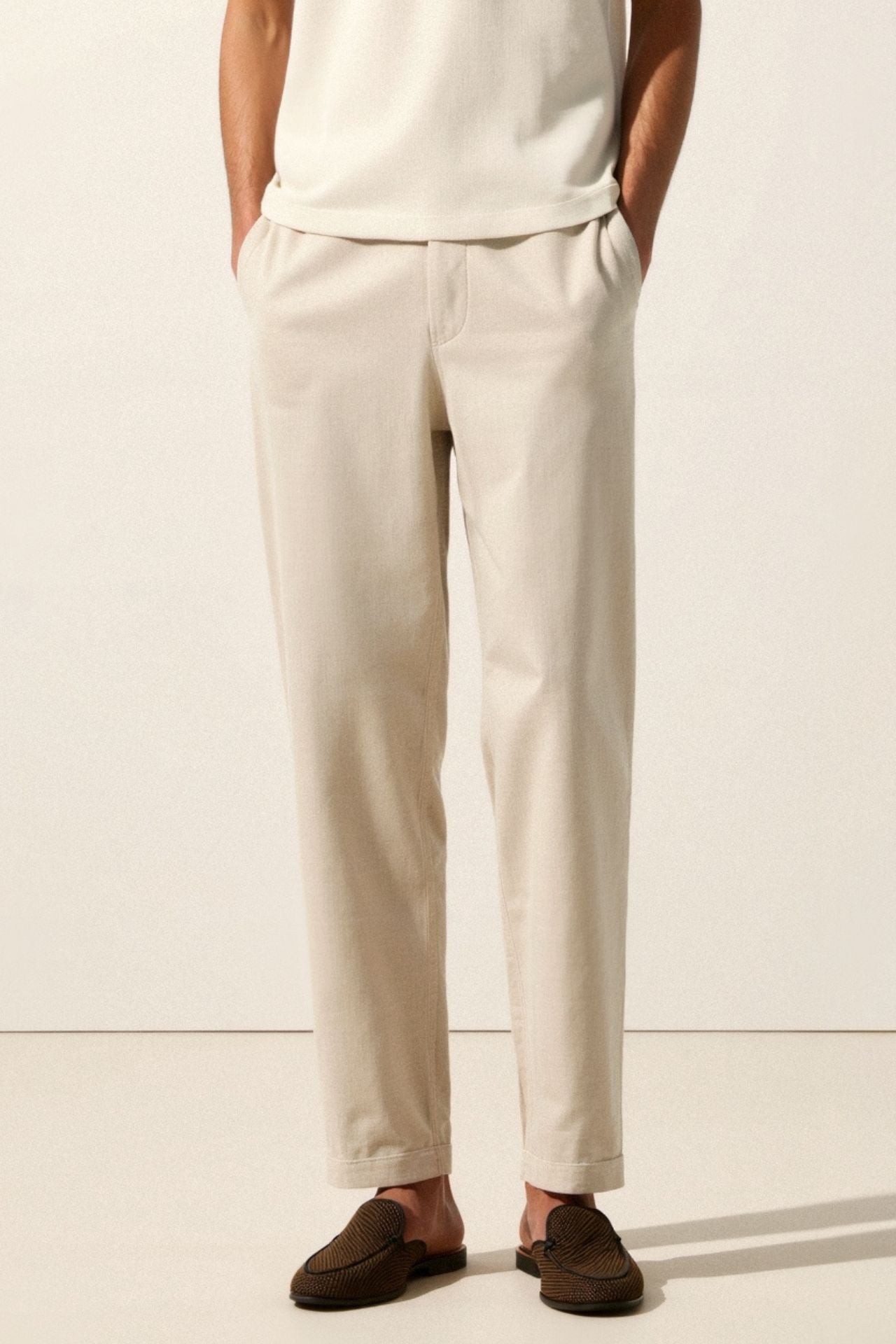 Regular fit linen loose pants