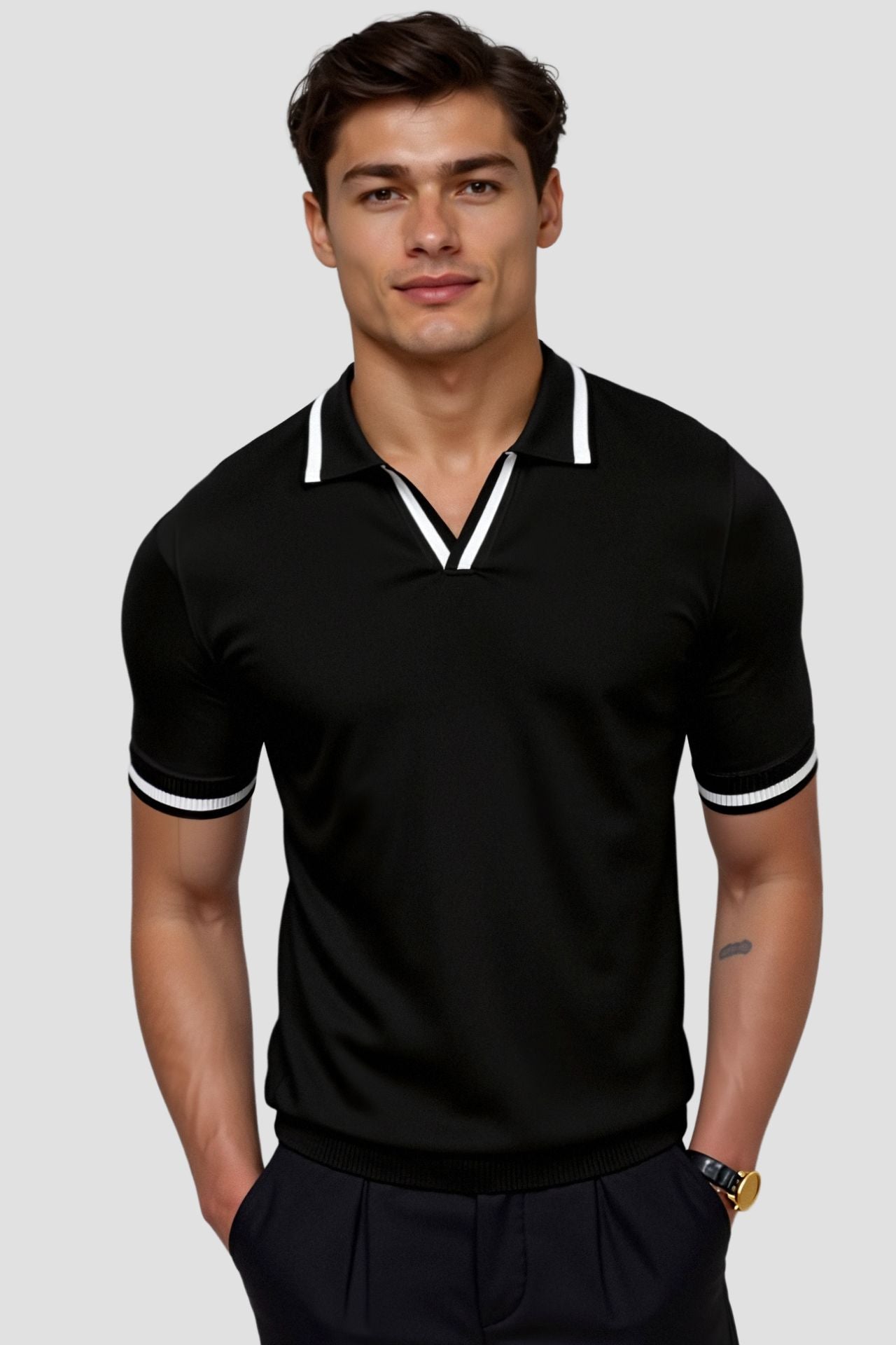 Polo ajusté contrasté