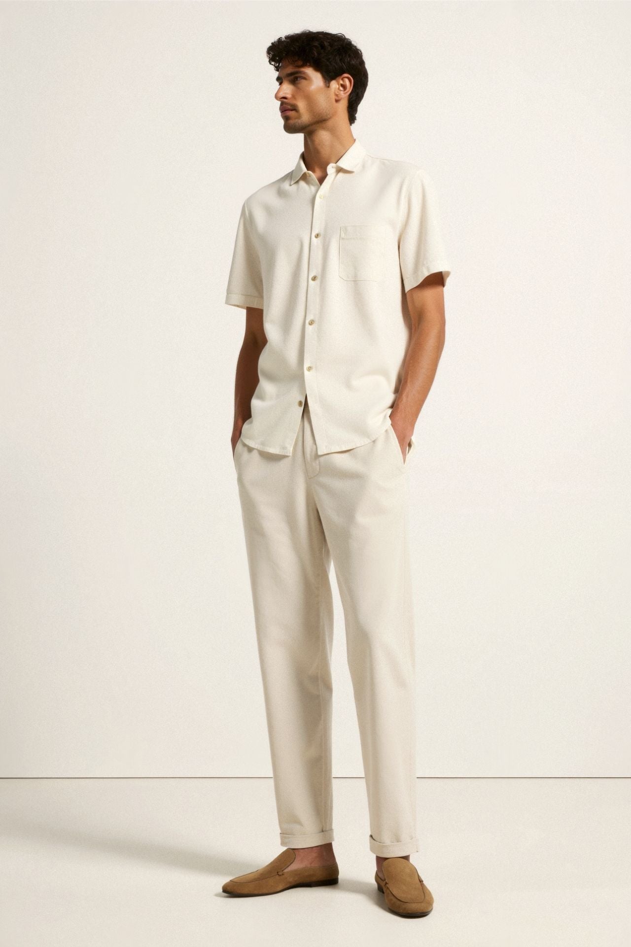 Regular fit linen loose pants