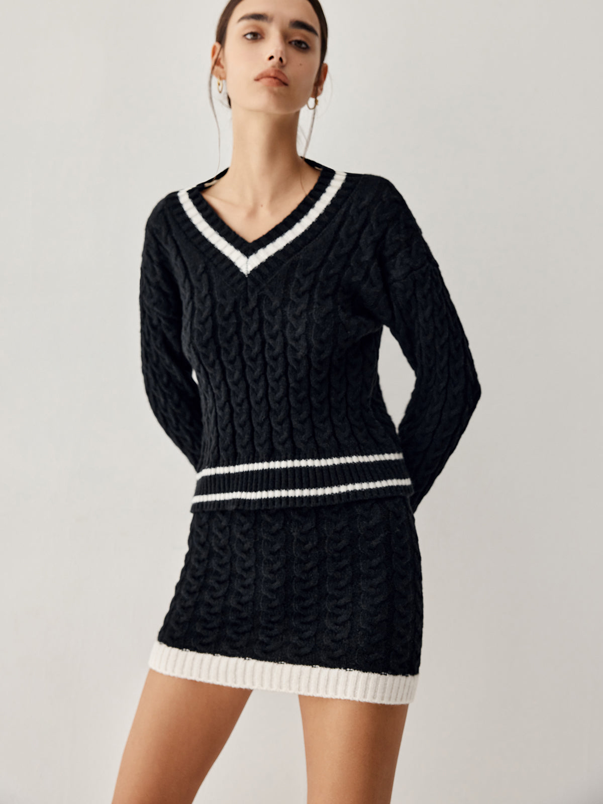 - Cable Knit sweater with skirt
