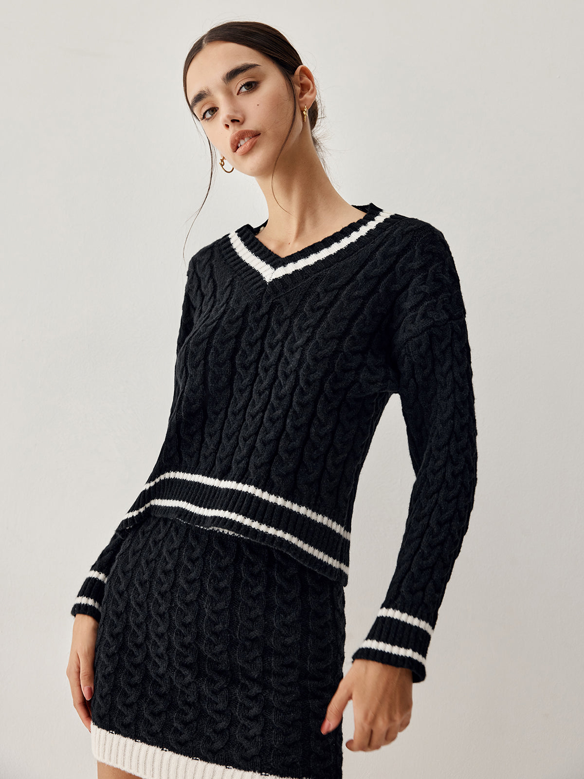 - Cable Knit sweater with skirt