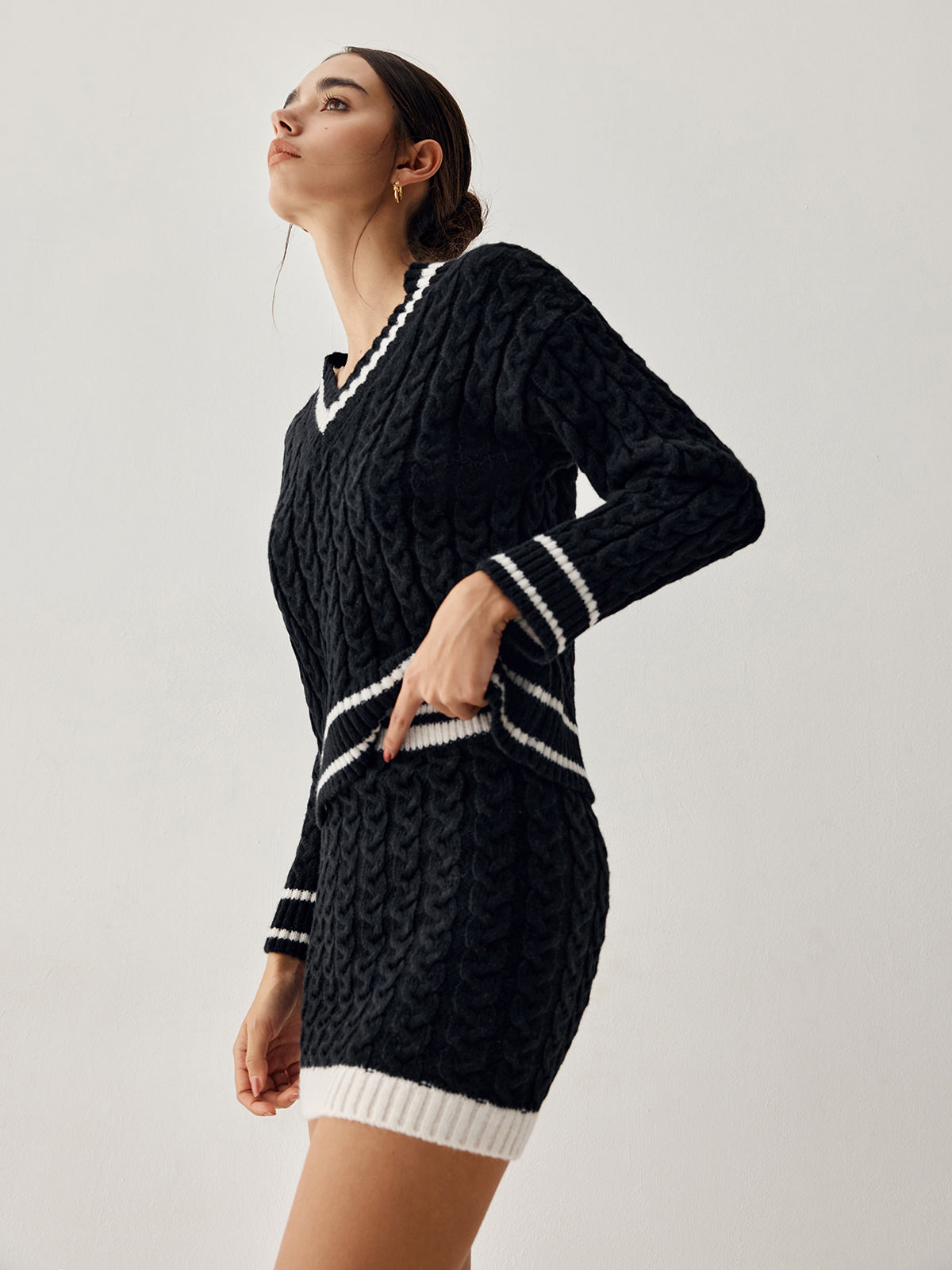- Cable Knit sweater with skirt