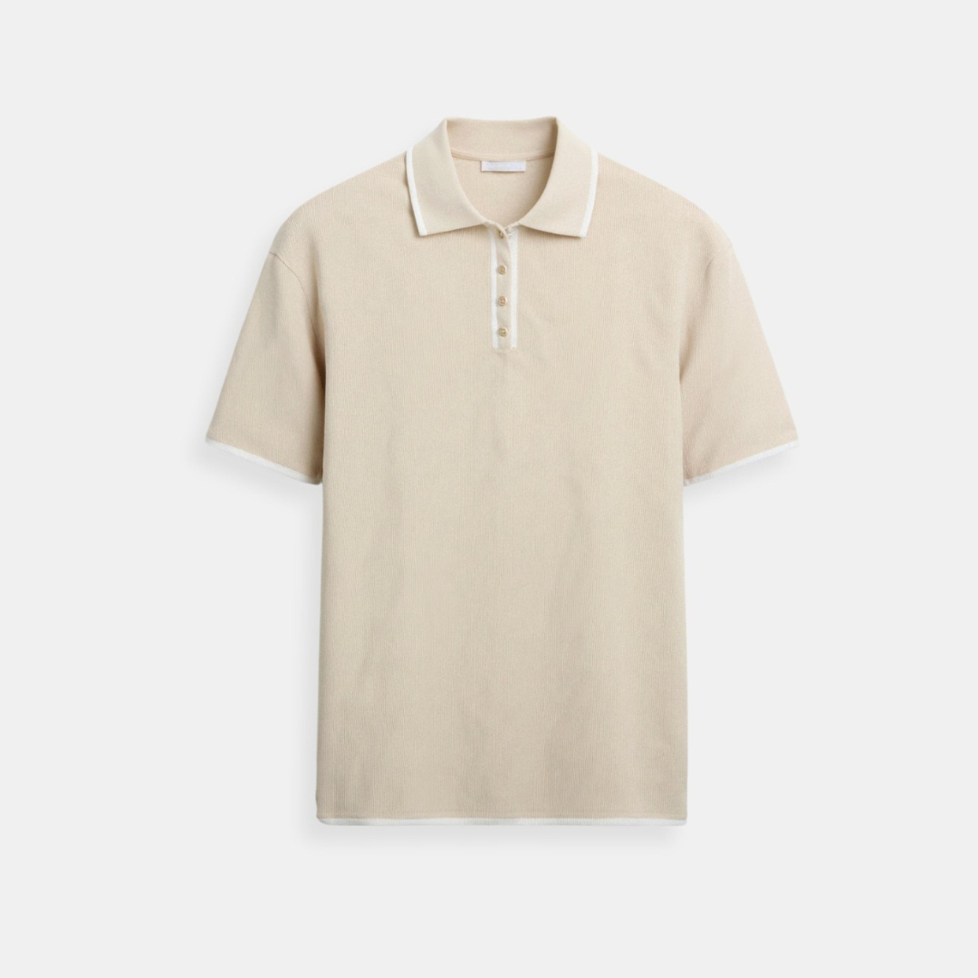 Polo boutonné à bordure élégante contrastée