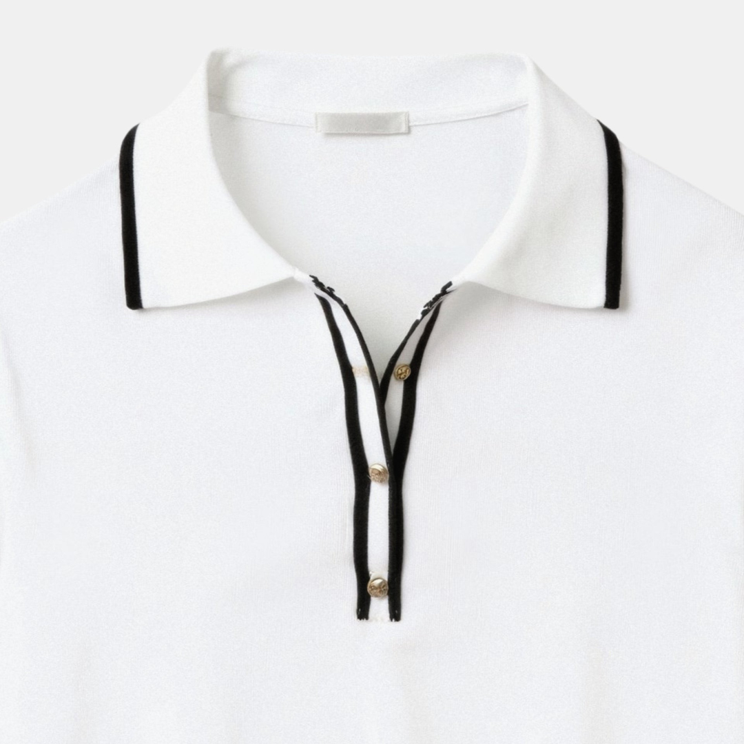 Polo boutonné à bordure élégante contrastée