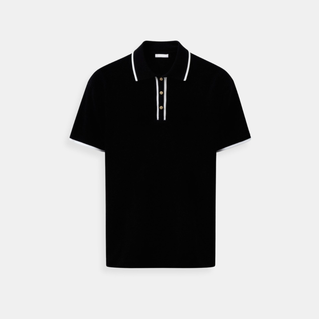 Polo boutonné à bordure élégante contrastée