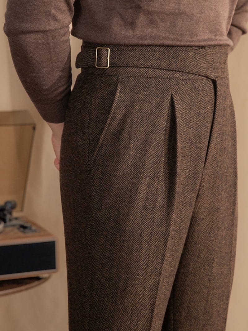 Lâ Signature - pantalon plissé en laine mélangée alpine