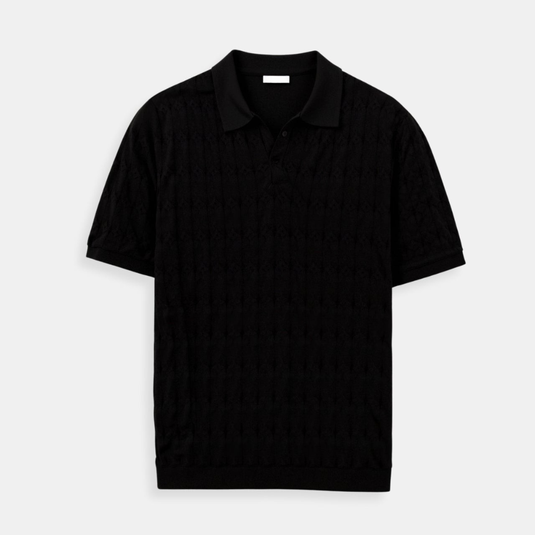 Polo en maille torsadée à col en V de qualité supérieure