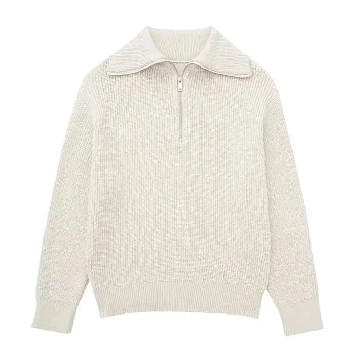 Pulling zip up sweater