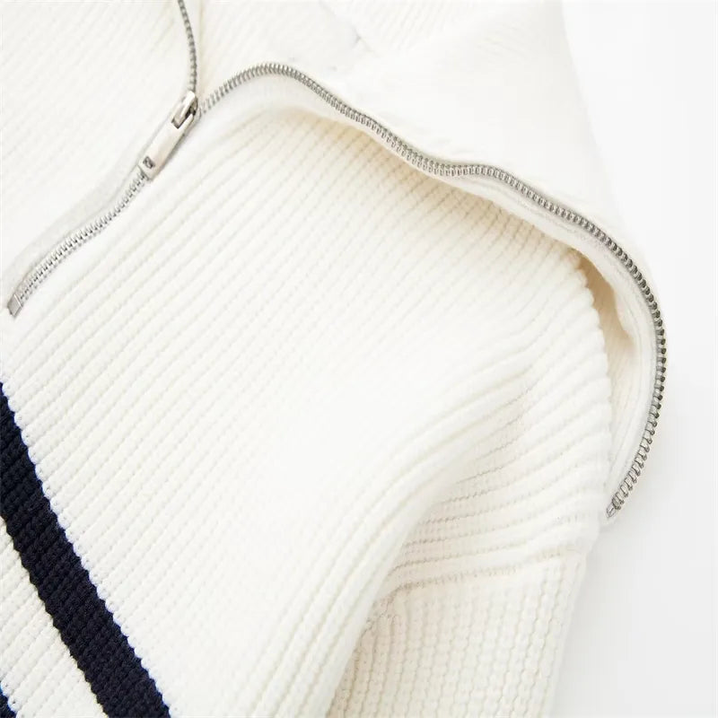Pulling zip up sweater