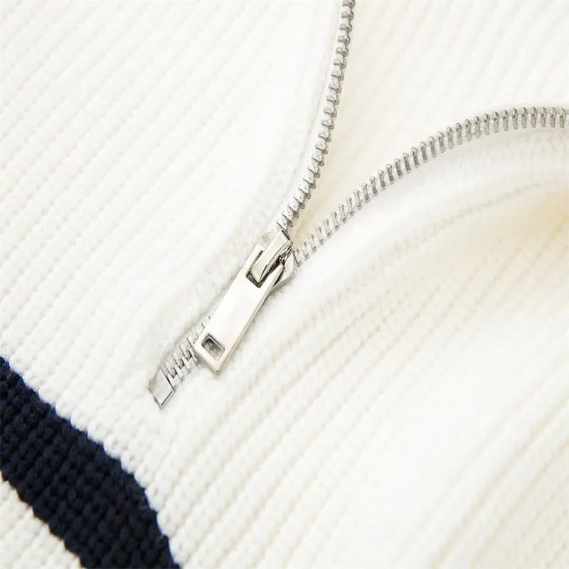 Pulling zip up sweater