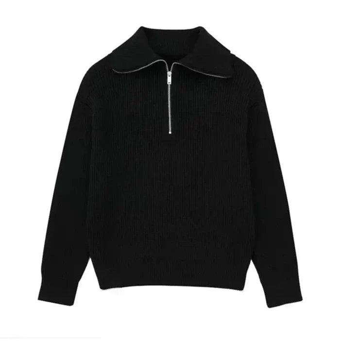 Pulling zip up sweater