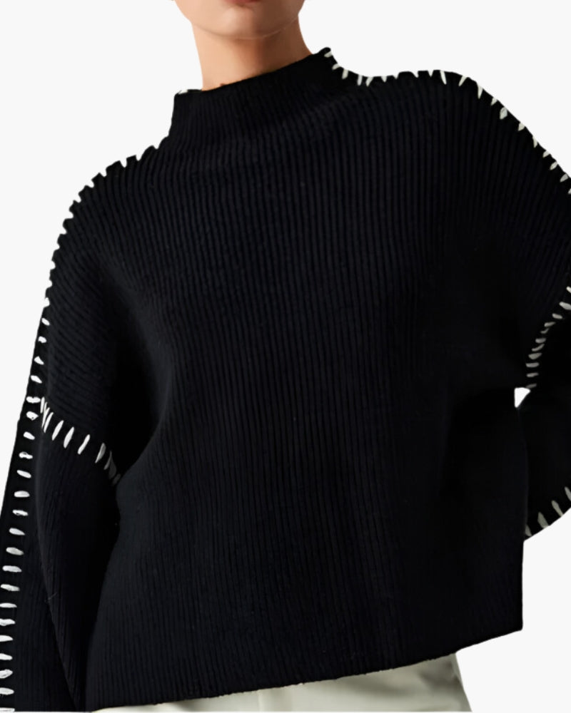 Lila Struktur-Strickpullover