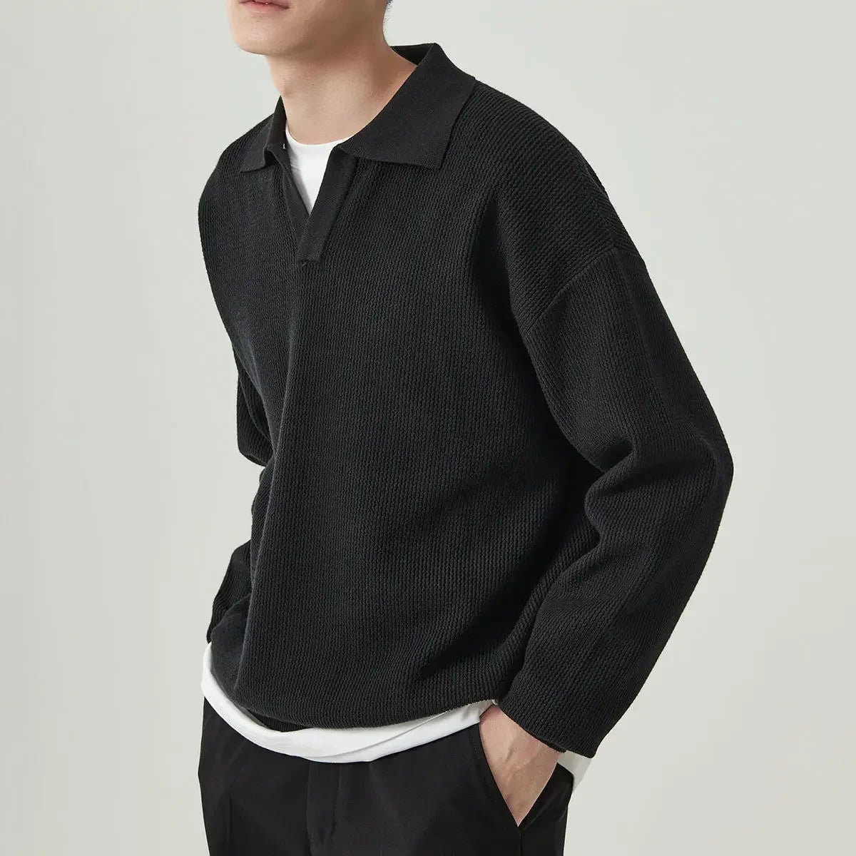 Pull polo col V