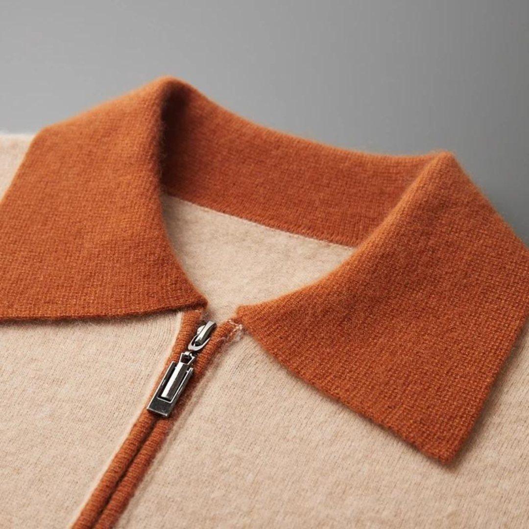 100% cashmere polo zip up up