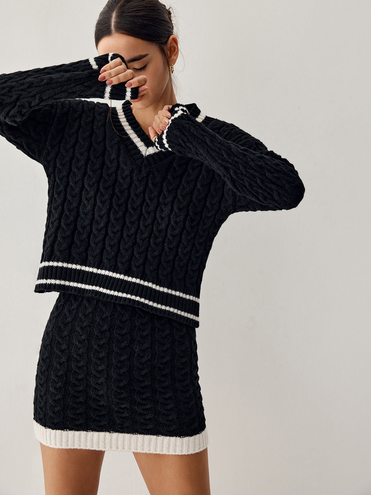 - Cable Knit sweater with skirt
