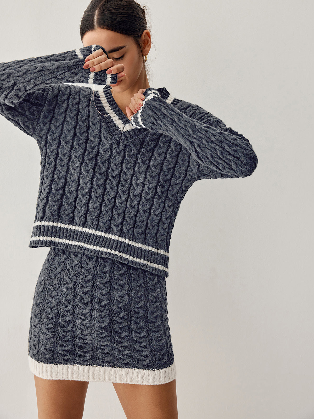 - Cable Knit sweater with skirt