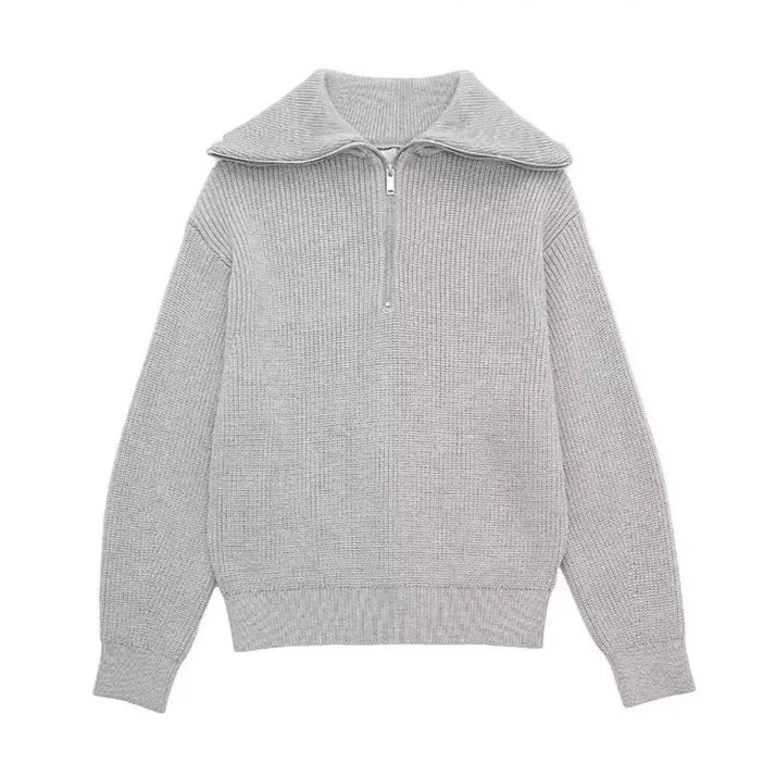 Pulling zip up sweater