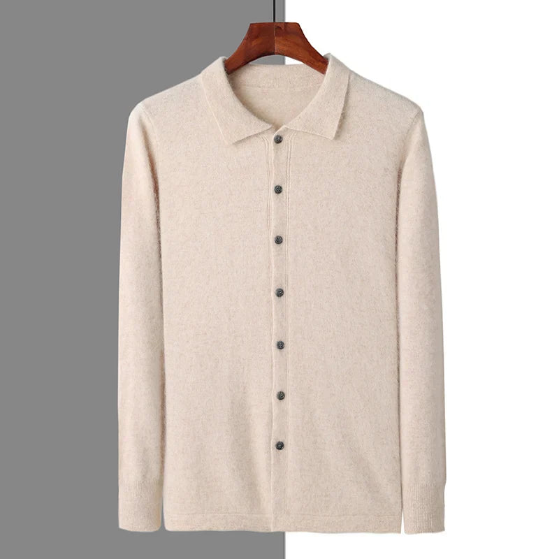 100% cashmere polo button
