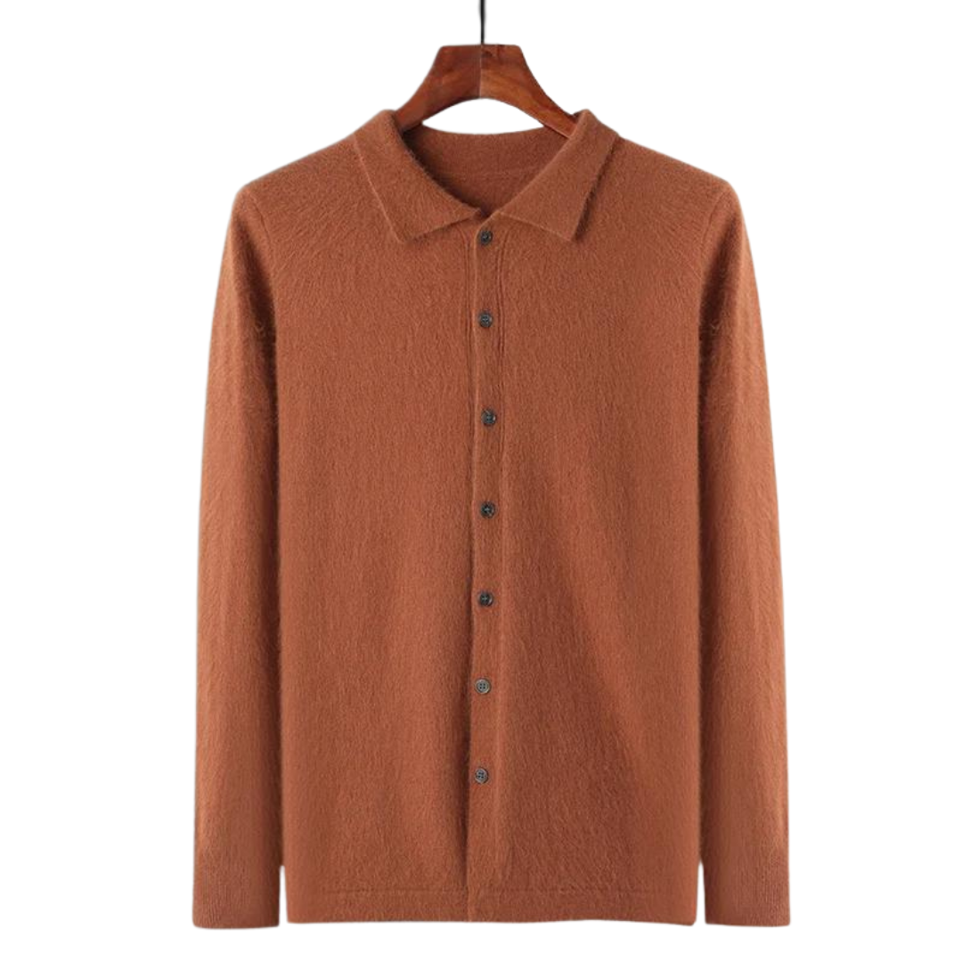100% cashmere polo button