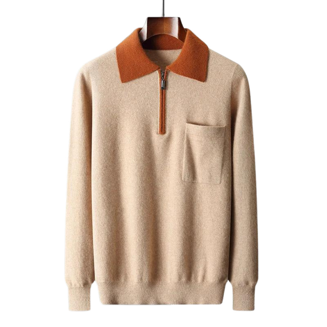 100% cashmere polo zip up up